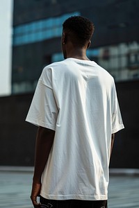 White oversized t-shirt clothing shoulder apparel.