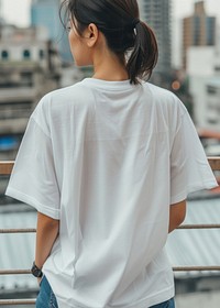 White oversized t-shirt woman clothing apparel.