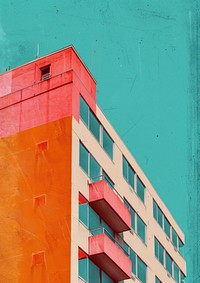 Retro collage of building architecture housing urban.
