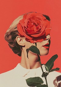 Retro collage of rose photography portrait blossom.