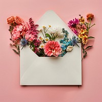 Retro collage of white envelop flower envelope blossom.