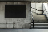 Large black blank billboard handrail architecture blackboard.