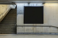 Large black blank billboard handrail architecture electronics.