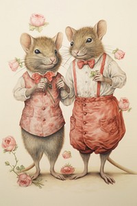 A valentine couple cute animal character accessories accessory painting.
