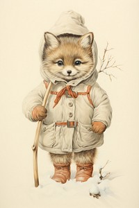 A cute animal winter character drawing sketch photography.