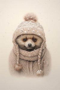 A cute animal winter character photography clothing portrait.