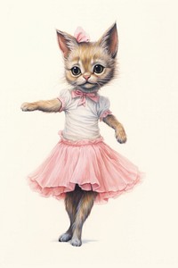 A cute animal character dancing ballet drawing sketch illustrated.