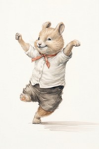 A cute animal character dancing ballete drawing sketch illustrated.