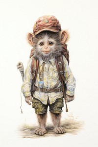 A cute backpacker animal character photography portrait wildlife.