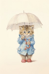 A cute cat character carry an umbrella photography portrait clothing.