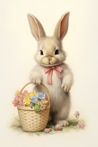 A cute easter animal character basket mammal rodent.