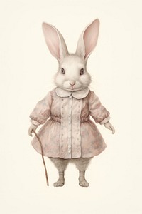 A rabbit character clothing apparel animal.