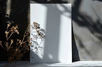 Closeup photo of a blank a4 paper mockup flower architecture windowsill.