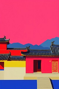 Minimal retro collage of china architecture building housing.