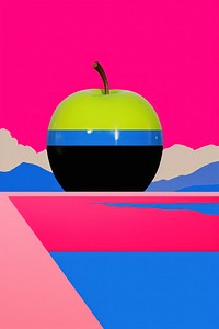 Minimal retro collage of apple art graphics produce.