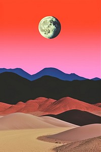 Minimal retro collage of desert astronomy outdoors scenery.