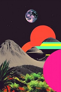 Minimal retro collage of nature astronomy outdoors universe.