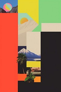 Minimal retro collage of thailand art painting outdoors.