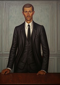 Man wearing a black suit painting art photography.