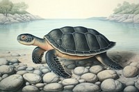 Sea turtle in the beach tortoise reptile animal.