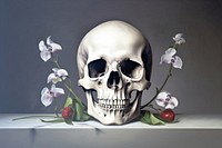 Skull with flowers blossom person plant.