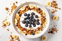 A bowl filled with Greek yogurt granola plate food.