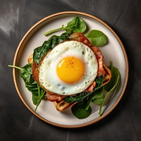 A classic waffle sandwich with bacon food egg food presentation.