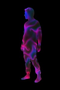 Human full body silhouette purple person light.