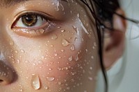 Asian skin covering with water drop sweating person human.