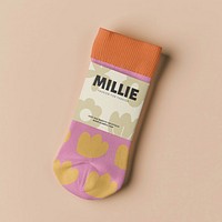 Pink floral mid calf socks mockup psd