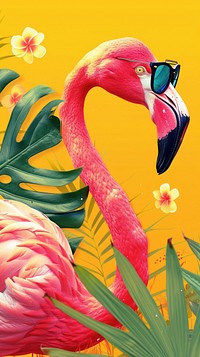 Summer festive with flamingo animal beak bird.