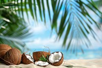 Creative summer background coconut produce fruit.
