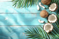 Creative summer background coconut produce fruit.