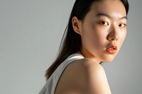 Skincare asian woman model shoulder female person.