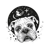 Bulldog art illustrated drawing.
