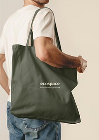 Green eco friendly tote bag mockup psd