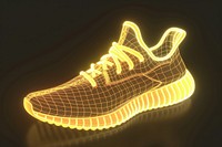 Render of glowing sneaker chandelier clothing footwear.