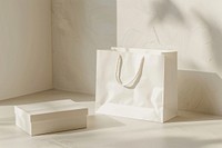 Luxury shopping bag mockup box accessories furniture.