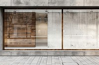 Empty glass window shop indoors interior design.