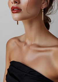 Gold earrings woman shoulder female.