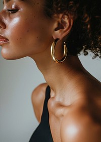 Gold hoop earrings woman accessories accessory.
