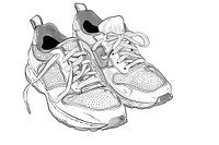 Etching illustration of sneakers sketch illustrated clothing.