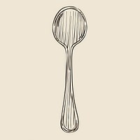 Hand drawn of a single utensils cutlery spoon.