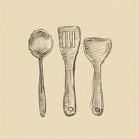 Hand drawn of a single utensils kitchen utensil cutlery spoon.