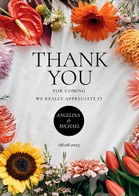 Wedding thank you poster template and design