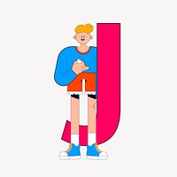 Letter J, character font illustration