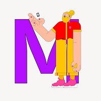 Letter M, character font illustration