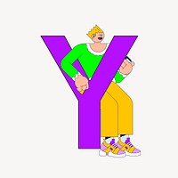 Letter Y, character font illustration