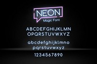Blue neon magic font