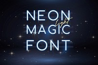 Blue neon magic font